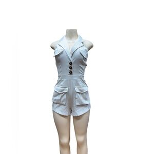 Fashion Nova grey Button-Up Romper
